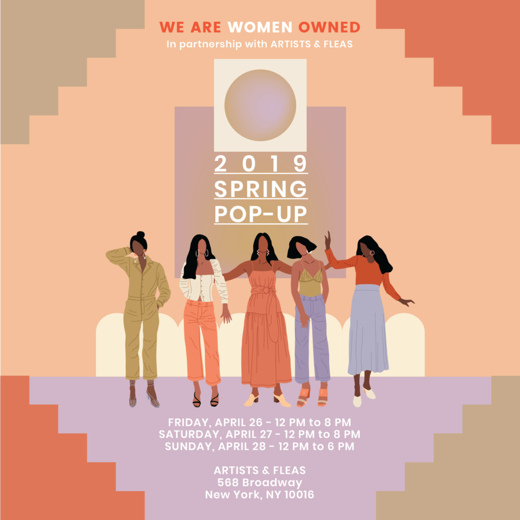 We are women owned spring pop-up graphic