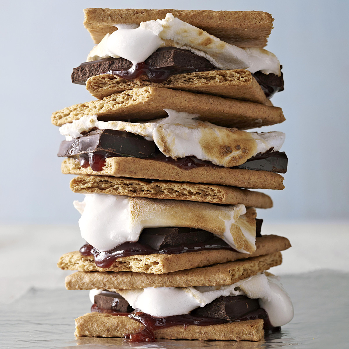 Stacked Smores Blue Background