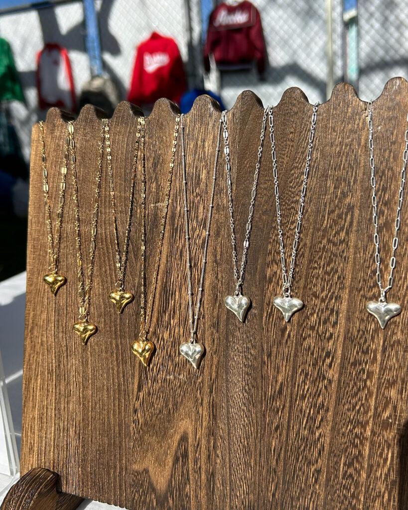 Heart necklaces from Mia Carlita Designs in Venice.